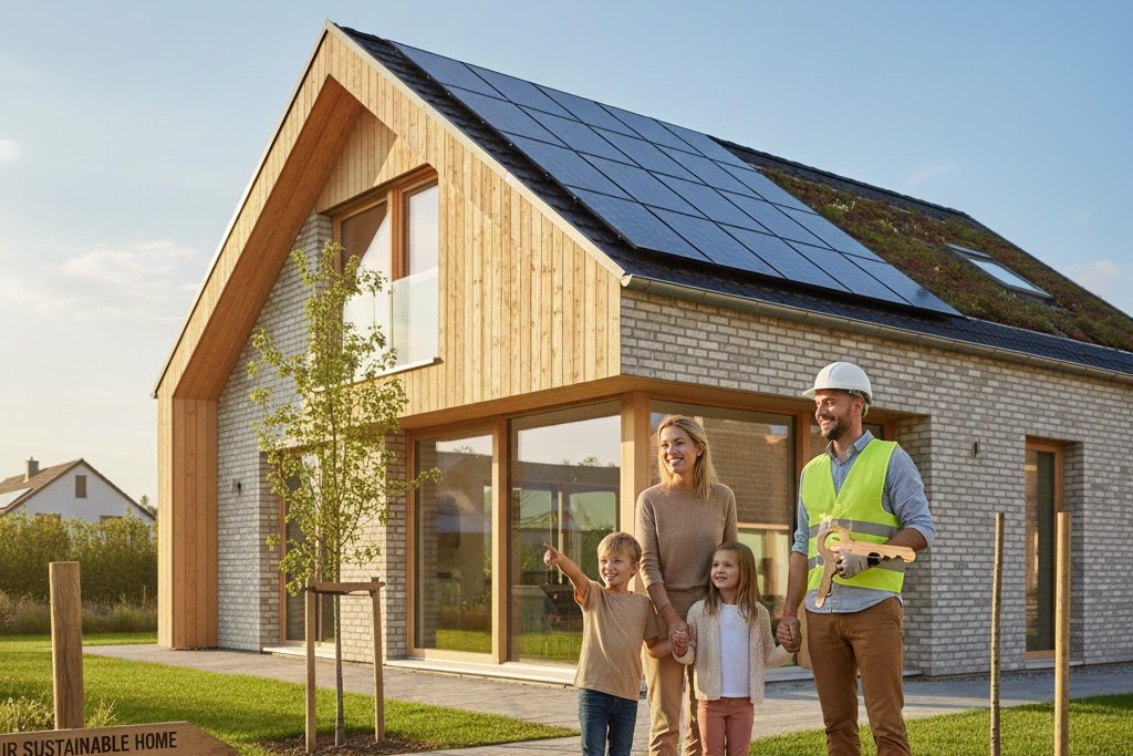 Neubau mit nachhaltigen Elementen